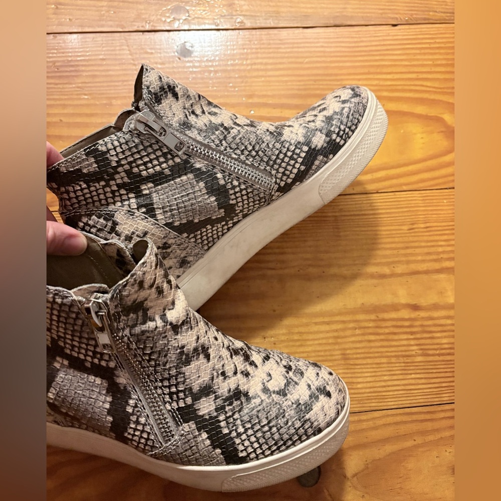 Steven Madden Snake Print Ankle Wedgie Sneakers - Picture 5 of 13